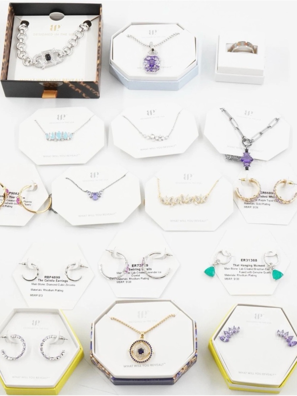 Bomb Party Fine Metal Plated Mixed Jewelry With Lab-Created Gemstones  Lot of 16